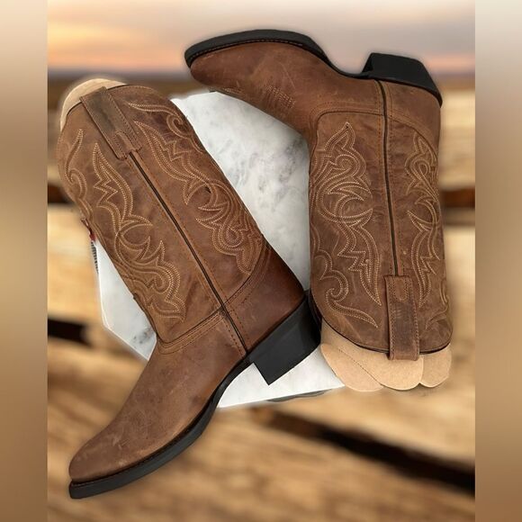 LAREDO Distressed Western Cowboy Boots Leather R Toe Size 8.5 - Picture 8 of 16